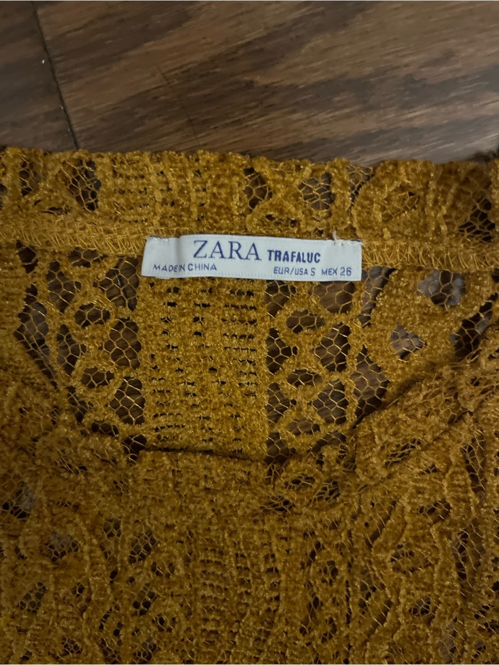 ZARA Trafaluc Mustard Lace Crochet Top